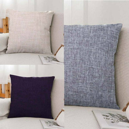 Home Colorful Plain Dyed Cushion Cover Linen Sofa Decor Pillow Cover Size 22