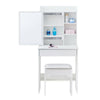 Small White Dressing Table Sliding Mirror Dresser Bedroom Makeup Desk with Stool
