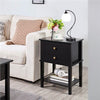 Black Bedside Cabinets Set of 2 Nightstands with 2 Drawers and Shelf for Bedroom