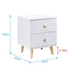 Nightstand 2White Drawers Storage Wood Bedside Cabinet Small Side Table Bedroom