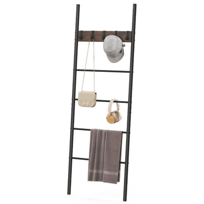 5-Tiers Blanket Ladder Wall leaning Display Shelf Industrial Blanket Holder Rack