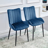 2 Velvet Dining Chairs High Back Kitchen Chairs Padded Stripe Seat Metal Legs