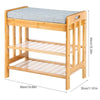 2 Tier 50cm Wood Shoe Bench Rack Storage Organizer for Hallway Living Room