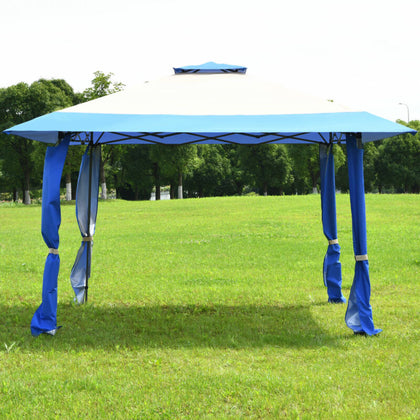 4 x 4m Pop up Outdoor Garden Gazebo Canopy Party Tent Patio Shelt 2-Tier Roof