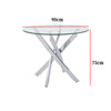 Round Dining Room Table With Silver Chrome Legs Kitchen Dining Living Room 90 cm