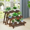 3 Tier Step Design Wood Plant Stand Corner Ladder Flower Pot Shelf Plant Bench