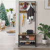 Coat Stand Shoe Rack with Shelves & Movable Hooks Storage Hall Entryway Bedroom