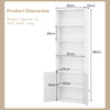 6-Tier Tall Bookshelf Wood Bookcase Organizer Display Storage Shelf W/ 2 Doors