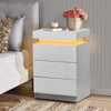 White High Gloss Bedside Table Cabinet LED Side End Table LED Living Room