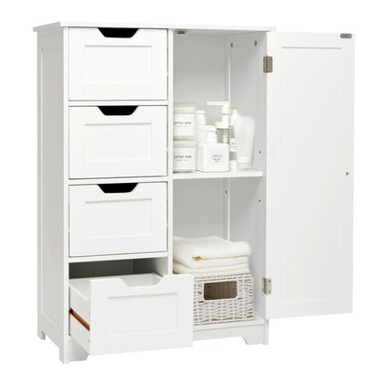Mondeer Bathroom Storage Cabinet with 4 Drawer 1 Door Adjustable Partition White