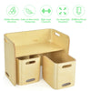 3-Piece Kids Table & Chair Set Children Wooden Activity Table Bench Storage Desk