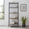 5 Tier Ladder Bookshelf Wooden & Metal Rack Shelving Open Storage Unit Bookcase