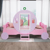 3FT Princess Carriage Kids Toddler Bed Single Car Bed Pink 90*190cm for Girls NS