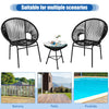 3PCS Patio Furniture Set Outdoor PE Rattan Woven Patio Chairs Set W/ Glass Table