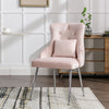 Modern Dining Chair Upholstered Armchair Velvet Restaurant Office Chair Pink QA