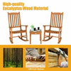 3 Pieces Eucalyptus Rocking Chair Set Ergonomic Outdoor Patio Furniture W/ Table
