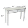 2-Drawers Glass Dressing Table Mirrored Bedroom Make-Up Console Vanity Table
