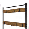 Coat Rack Stand Shoe Storage Bench with 9 Hooks Metal Frame Hallway Retro