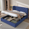 Upholstered bed Double Bed Frame Velvet Storage Bed w/ Hydraulic Functional QW