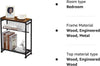 Rustic Brown Side Sofa End Table Narrow Black Open Shelves Metal Magazine Stand
