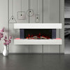 Glass Electric Fire White LED Flame Mantel Fireplace WiFi Wall Mounted Heater UK