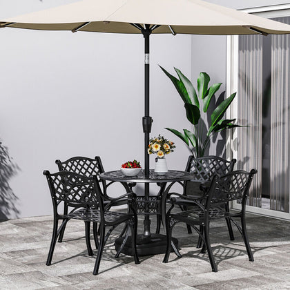 Cast Aluminium Garden Patio Table Chairs with Cushion Furniture Dining Set 5pcs