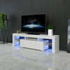 White Modern TV Stand Matt Cabinet Unit 130CM Width High Gloss Door LED Light