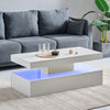 Coffee Table LED High Gloss White Rectangle Cocktail Table Modern Living Room