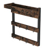 Rustic Distressed Wooden Mug Rack Wall Mounted with Shelf 12 Coffee Cup Hangers