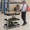 Large Rolling Kitchen Storage Trolley Cart Heavy Duty 3-Tier Service Cart 150KG
