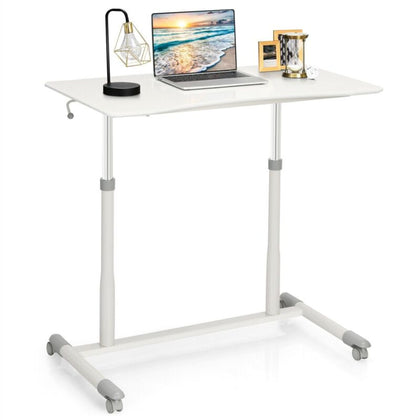 Ergonomic Standing Laptop Table Lifting Desk Home Office Workstation w/ Wheels