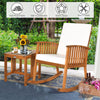 Patio Wooden Rocking Armchair Bistro Seat Home Garden Furniture Set w/ Table