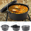 4.5L Dutch Oven Cooking Pot Cast Iron Outdoor Camping Camp Fire with Handle/Lid