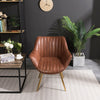 2PCS/SET Distressed Tan Leather Dining Chairs Shell Back Accent Sofa Arm Chairs