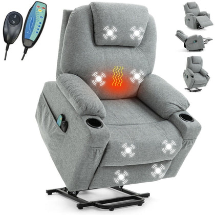 Riser & Recliner Armchair Leather 8 Point Electric Heated Massage Sofa Arm Chair