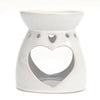 SET OF 2 HEART CERAMIC OIL BURNER MELTS WAX CANDLE TART TEA LIGHT AROMA LAMP