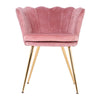 Velvet Petal Back Lotus Tub Chair Scallop Shell Wing Back Armchair Metal Legs