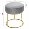 Grey Velvet Fabric Stool Dressing Table Seat Vanity Footstool Round Dining Chair