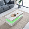 Coffee Table LED High Gloss White Rectangle Cocktail Table Modern Living Room