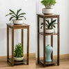 Vintage Carving Art Bamboo Tall Plant Stand Pot Holder Home Side Table End Table