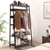 Industrial Rustic Clothes Rail Coat & Hat Rack Wooden & Metal Garment Home Shelf