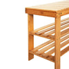 90cm Strip Pattern 3 Tiers Bamboo Stool Shoe Rack Storage Bench