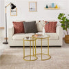 Round Nesting Table with Metal Frame, End Side Table w/ Tempered Glass Top, Gold