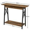 Industrial Console Table with Shelf, Slim Hallway Table for Living Room Entryway