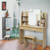 Dressing Table Mirror Makeup Table Bedroom Dresser Set 2 Drawers 4 Shelves
