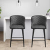 Pair of Bar Stools Faux Leather Padded Seats Metal Legs Bar Chairs Kitchen