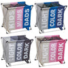 Large 3 Section Laundry Basket Washing Clothes Bag Hamper Folding Organiser Rack