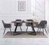 150cm Wooden Dining Table and 4 Velvet Chairs Set Padded Seat Home Kitchen Grey