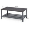 Industrial Coffee Table Vintage Retro End Table Living Room Furniture Mesh Shelf