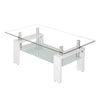 Rectangle Glass Coffee Table With Storage Modern Living Room Furniture White